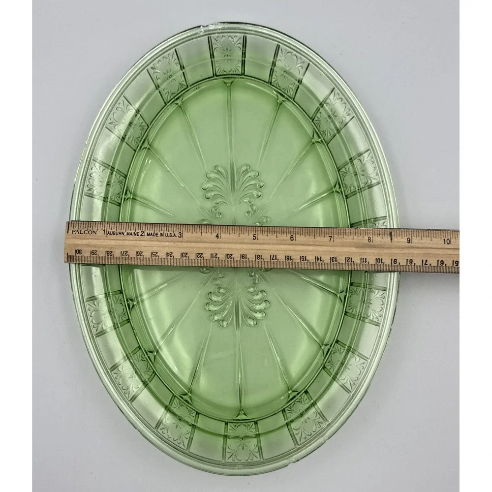 Jeanette Doric Green Depression Uranium Glass 12